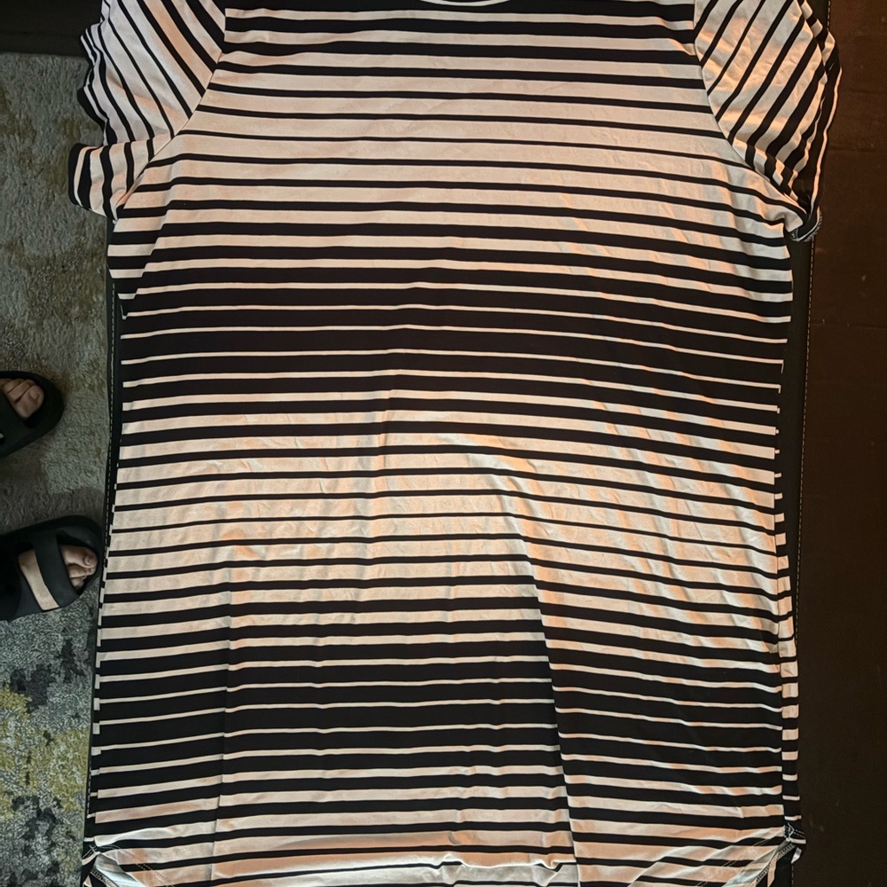 Elegant Striped Black and White Midi Dress